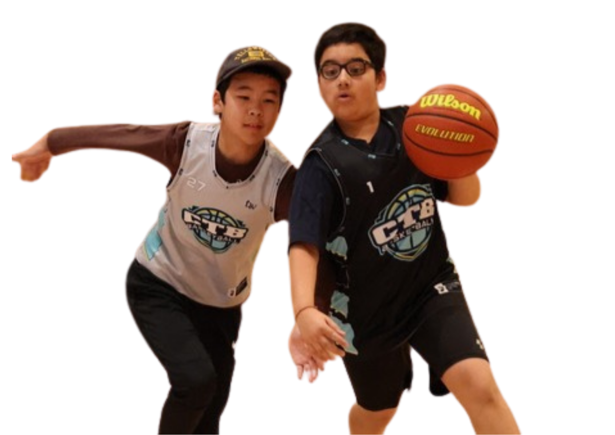 A coach helping a young basketball player with their shooting form